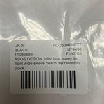 ASOS Design Fuller Bust Bunny Tie Front Wide Sleeve Beach Top Size 4 Black NEW Photo 4