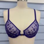 Victoria's Secret Vintage Y2K Victoria’s Secret Burnout Velvet Purple Front Hook Bra Photo 0