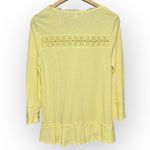 Fever Women’s Yellow Lace Trim Ruffle Hem Top Size Medium Excellent Condition Photo 1