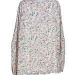 Kaari Blue Peach and Green Peasant Blouse Size 2X Plus Size Peach Floral Blouse Photo 1