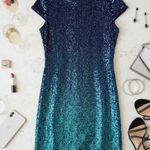 Dress the Population  Sequin Dress Ombre Blue Green Cocktail Party Dress Sparkly Photo 0