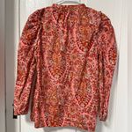 J.Crew  Pink Puff Sleeve Ruffle long sleeve paisley print blouse size small Photo 2