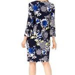 Alfred Dunner  Floral Navy Shift Dress Knee length Women’s 3/4 Sleeve Size 14 Photo 1