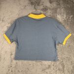 Urban Outfitters  Shirt Women Large Blue Yellow Crochet Flower Crop Casual Hippie Photo 3