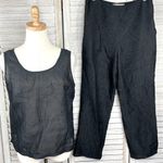 BLUE ICE Vintage Cropped Crinkle Pants/Tank Top Set Black Photo 0
