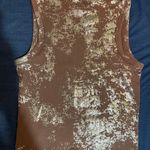 Just Polly Juniors’ Foil Ribbed Crewneck Tank Size Small Brown Photo 2