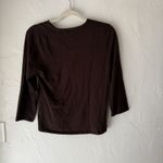 Spense Sweater Y2k Medium Brown V Neck Silk Blend Pullover Long Sleeve Top Photo 5