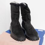 Stuart Weitzman . Bedford Chill Genuine Shearling Lined Moto Suede Booties. Photo 1