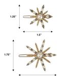 Tayshia by Scunci nwt Matching Rhinestone and Pearl Starburst Hair Clips, Gold Photo 1