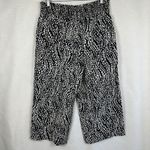 Vera Wang Simply Women XL Cropped Wide Leg Pants Flowy Black White Smocked Waist Photo 3
