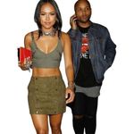 Six crisp days olive green suede mini skirt Small Photo 1