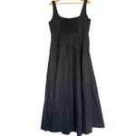 Madewell Plus Seamed Square-Neck Midi Dress Smocked Back Black Pockets Size 14 Photo 7