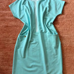 Makadamia Mint Aqua Casual Shift Midi Dress Short Sleeve Size 46 XL NWT Blue Photo 0