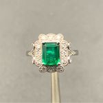 1.75 ct Lab Created Emerald & Diamond Ring Antique Style Sterling Silver Size 7 Green Photo 0