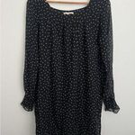 Gold Hawk Silk Mini Dress Floral Sheer Long Sleeve Cottage Prairie Flowy Romance Black Size XS Photo 0