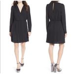 Leith Surplice V-Neck Long Sleeve Pleated Dress Size Small LBD Photo 1