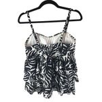 Island Escape Tiered Tankini Top Waist Minimizer Palm Print Black White 6 Photo 3