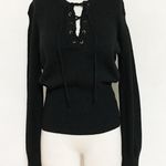 Honey Punch Laced Tie Black Knit Sweater Top Photo 1