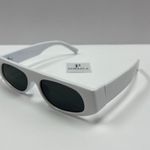90s Style Oval Small White Sunglasses Photo 1
