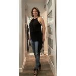 HALSTON Black Draped Asymmetrical Sleeveless Tank Top Size 6 Photo 11