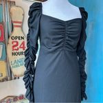 Topshop  Black Ribbed Long Sleeve Midi Dress Photo 2