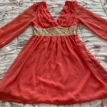 NWT Red Clover dark peach & gold sequin deep V Photo 15