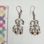 New Gold Tone Chandelier Multicolor Stone Colorful Drop Dangle Earrings Photo 2
