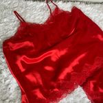 Delicates Red Satin Sleep Set  Lace Trimmed Sz Large Pajamas Photo 3