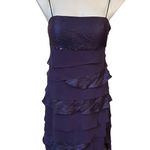 S.L. Fashions Purple Tiered Prom Cocktail Dress with Spaghetti Straps. Size 6P Photo 1