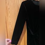 Banana Republic Long-Sleeve Twisted Black Velvet Stretch Midi Wrap Dress Size 4 Photo 6