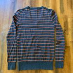J.Crew  sweater women’s small gray orange stripe long sleeve v-neck cotton Photo 3