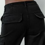 ZARA  | TRF Straight Cargo Wide Leg Pants Jeans in Black Size‎ 6 Photo 2