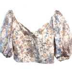 Abercrombie & Fitch NWT Puff Sleeve Smocked Floral Crop Top Cottagecore Boho S Photo 0