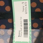 Stitch Fix  Beacon Patty Roll Tab Top in Navy Dot, New With Tags Photo 4