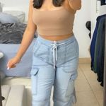 American Eagle Light Wash Cargo Denim Pants Photo 0