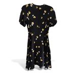 Old Navy Black Floral Print Short Sleeve A-Line Dress Womens Size S Skater Photo 2