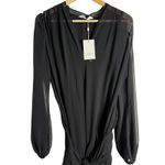 Amanda Uprichard Calliope Black Tie Waist Sheer Ruffled Long Sleeve Maxi Dress S Photo 2