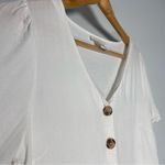 Urban Romantics White Button Up Short Sleeve Blouse Top Minimal Coastal Grandma Cottagecore Chic Photo 3