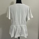 Grace Karin  White Peplum Eyelet Wrap Top Photo 3