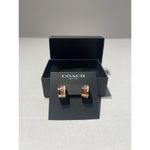 Coach Signature C Huggie Earrings - Pink, Burgundy New Photo 1