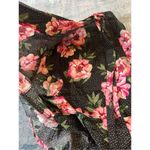 Planet Gold Black White Polka Dot w Pink Floral Faux Wrap Mini Skirt Small Photo 6