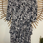 🦋 Tyler Boe Wpmens Butterfly Print Silk Ruffle Midi Dress Wedding Guest Boho Black Size 6 Photo 0