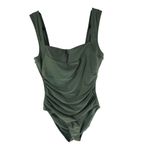 J.Crew Long-Torso Ruched Squareneck One-Piece Swimsuit Cool Cypress Green 8 Photo 2