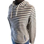 J.Crew  Blue White Stripe Hoodie XS Kangaroo Pockets Drawstring Nautical Photo 1