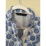 ZARA  Women Long Sleeve Top Stripped Stitched Eyelet Lace Design Size Large 2437 Photo 2