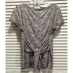 Perceptions  Paisley Short Sleeve Round Neck Tie Back Blouse Size‎ 8 Brown Boho Photo 3