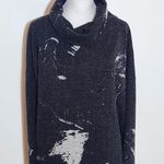 Clara Sunwoo Black Print Knit Cowl Neck Sweater Size XL Black Sweater Photo 2