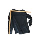 Banana Republic  Black Fringe Lace Sleeve Top Women's Size L Goth Retro Western Photo 10