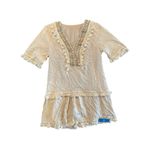 Cupshe NWT Boho Tassel Mini Dress M Cream V-Neck Embroidered Beach Coverup Photo 2