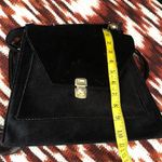 90s Vintage Gothic Office Siren Whimsygoth Black Faux Suede Velvet Envelope Flap Briefcase Satchel Hand Bag Purse Shoulder Crossbody Strap Measurement in pics Photo 5